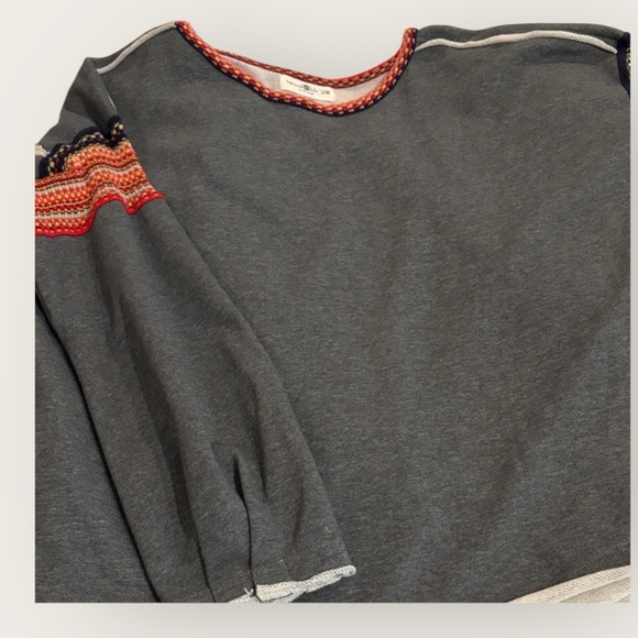 Natural Life - Colorful Knit Trim - Oversized Sweatshirt - Boho Sleeves - L/XL - Picture 12 of 12